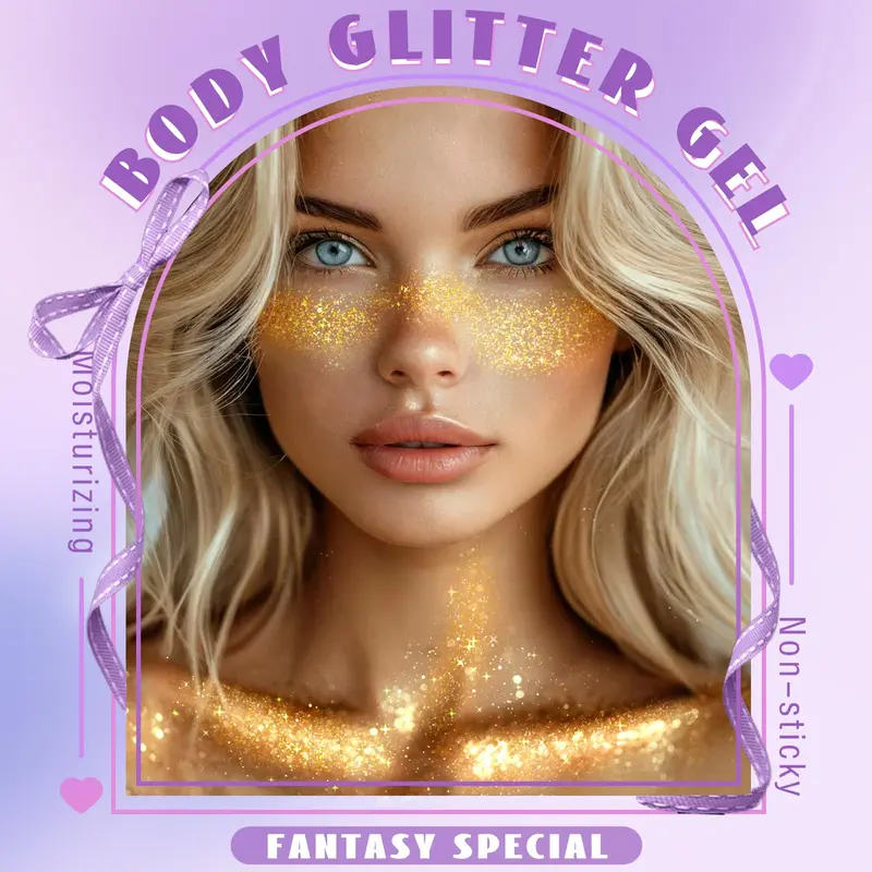 HOSAILY Roll-on Paillettes Holographiques Or – Gel scintillant pour visage et corps