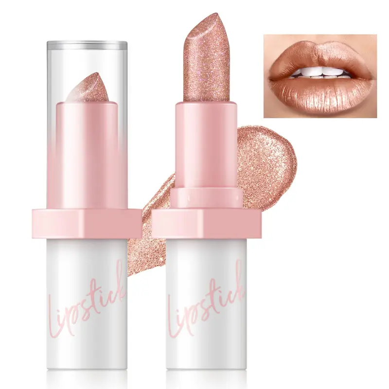 HOSAILY Rouge à lèvres métallique brun – longue tenue, brillance diamant, texture crémeuse, sans transfert