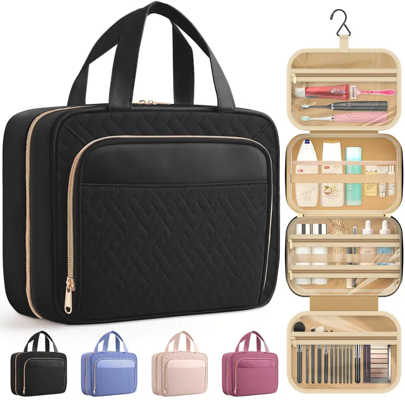 HOTOR Trousse de toilette de voyage – Étanche, avec crochet, poches multiples | 12,6'' x 4,3'' x 9,9''