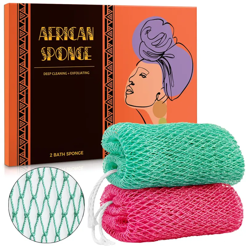 hrsqu Éponge exfoliante africaine authentique – Filet gommant pour corps