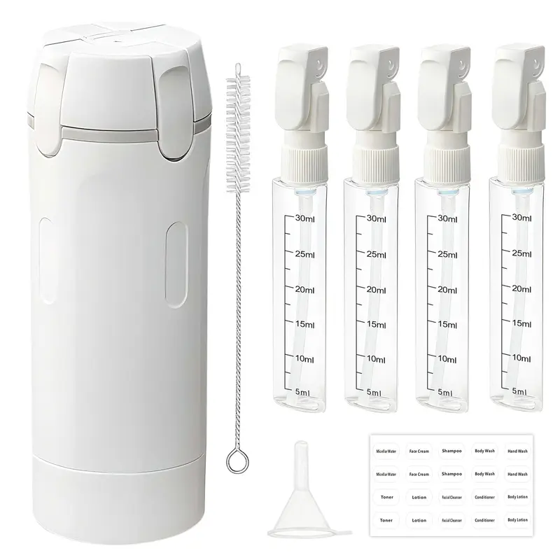 HSXCCL – Bouteilles voyage 4 en 1 sans fuite, compactes et réutilisables (Blanc)