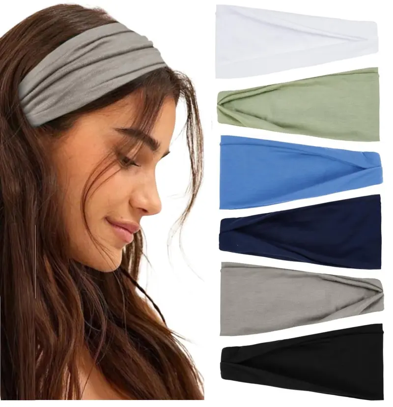 Huachi Bandeaux Antidérapants pour Femmes – Large et Élégant pour Cheveux Courts, Sport et Yoga