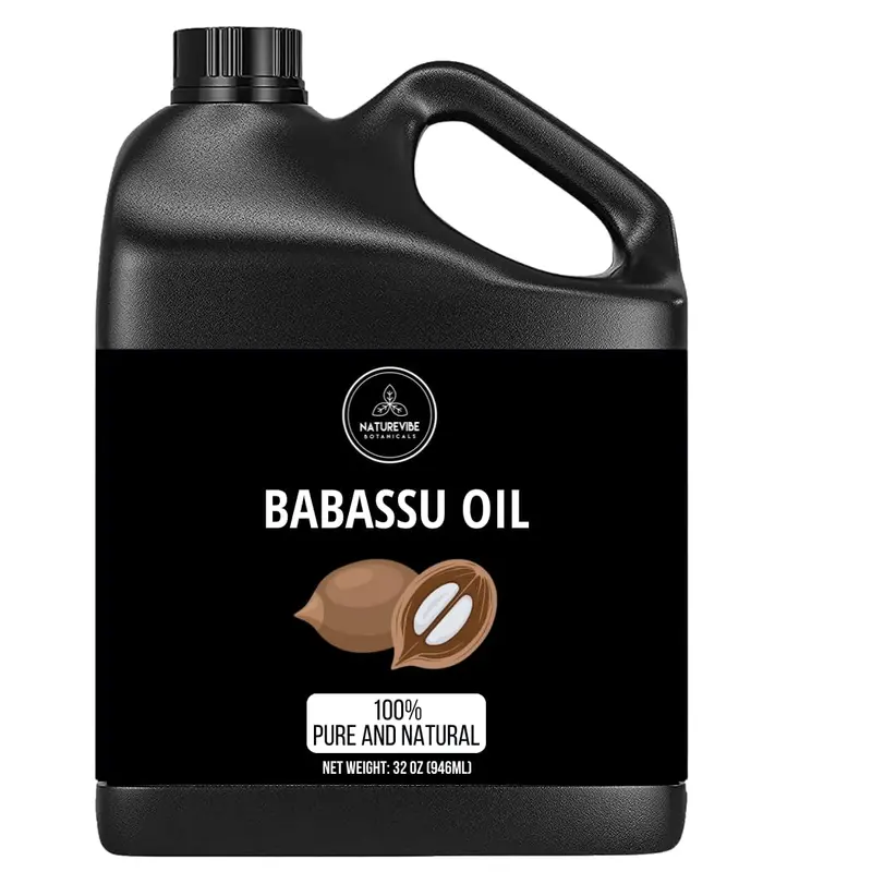 Huile Babassu Naturevibe Botanicals – Pure et Naturelle, 946 ml | Soin Visage et Cheveux
