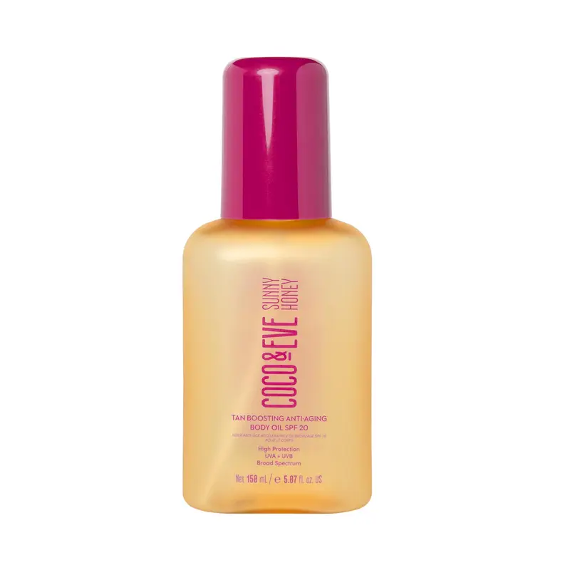 Huile bronzante Coco & Eve Tan Boosting SPF20 – Spray anti‑âge, protection UVA/UVB et hydratation