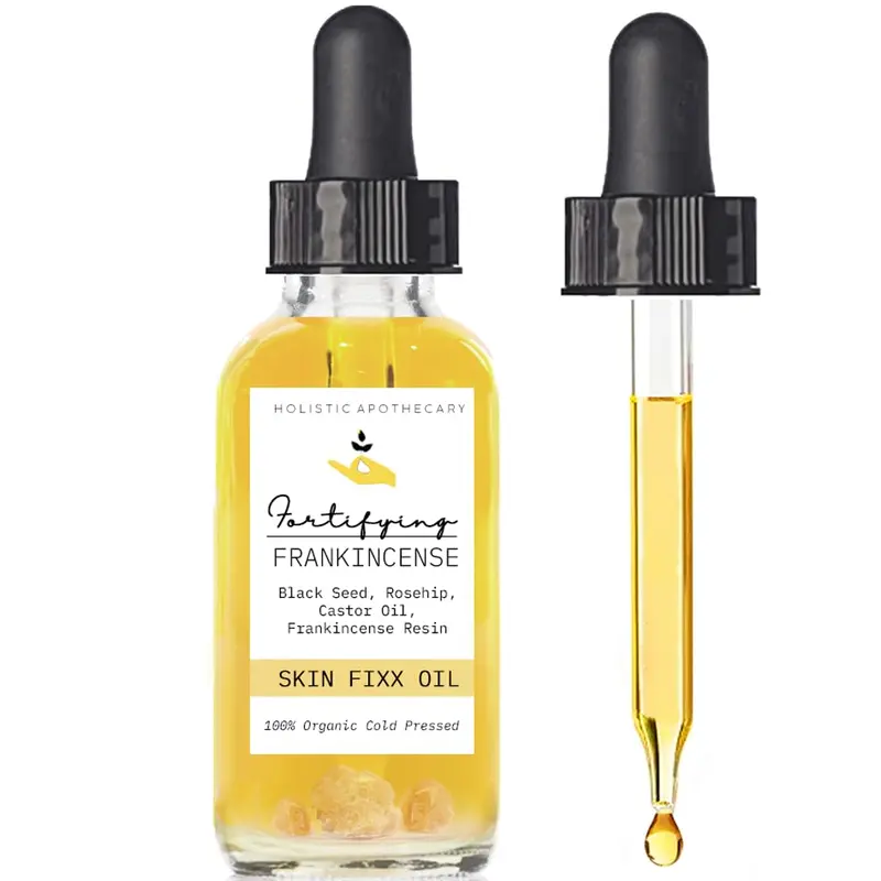 Huile fortifiante infusée à la résine d’encens – 100% biologique (Nigelle, Rose Musquée et Ricin) – Soin visage hydratant anti-âge – HOLISTIC APOTHECARY