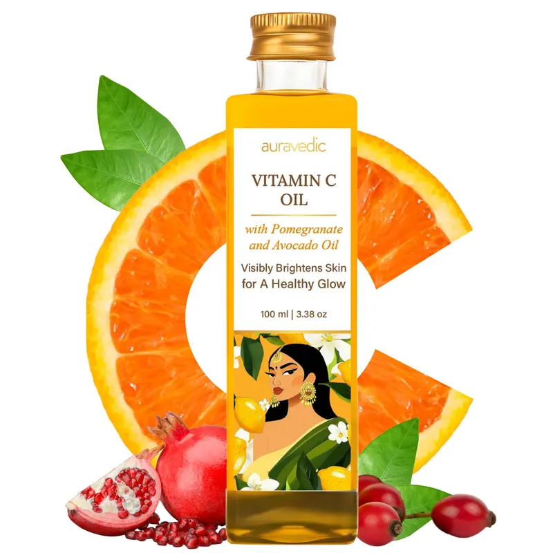 Huile Visage Auravedic à la Vitamine C – Rosehip, Avocat et Vitamine E | Hydratation Naturelle 100 ml