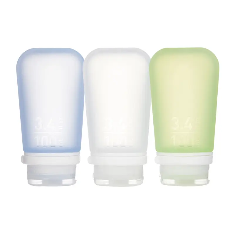 humangear GoToob+ 3-Pack Grand — Bouteilles de voyage en silicone réutilisables 100 ml
