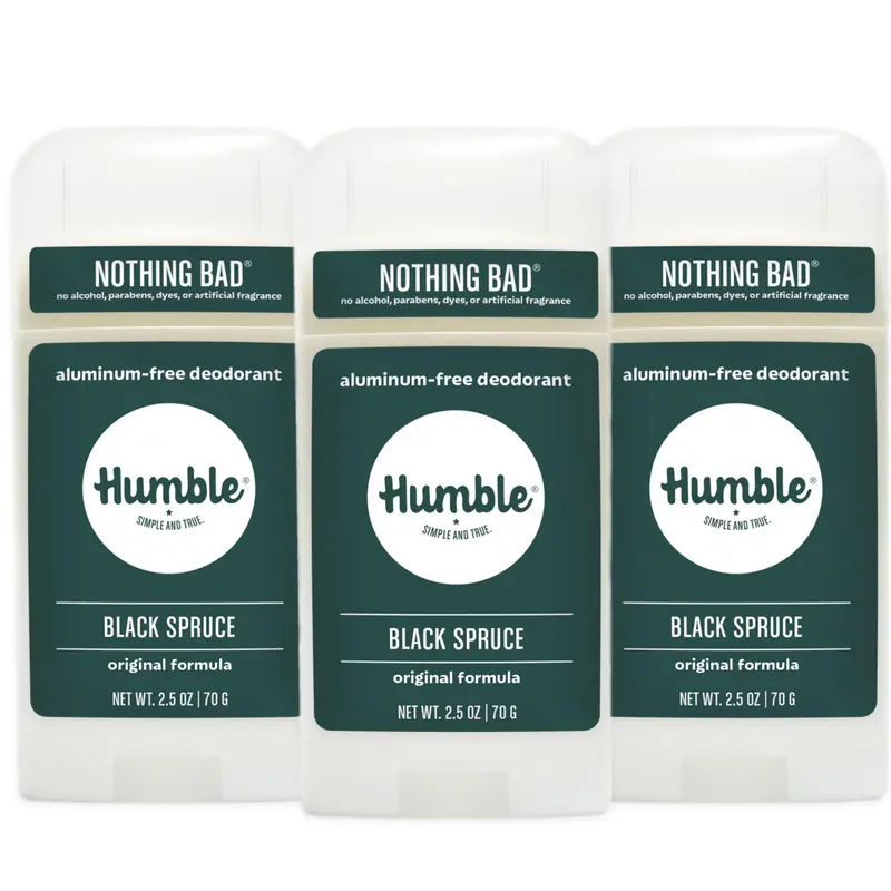 HUMBLE BRANDS Déodorant Original Formula sans aluminium – Contrôle durable des odeurs, Black Spruce, pack 3 × 2,5 oz