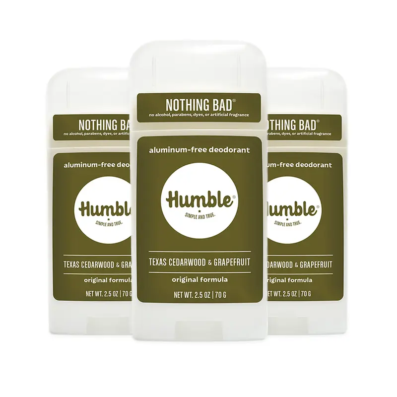 HUMBLE BRANDS Déodorant Original Sans Aluminium – Lot de 3 – Cèdre Texas et Pamplemousse