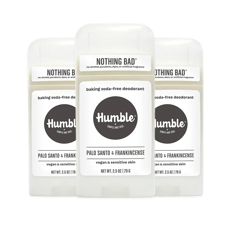 HUMBLE BRANDS Déodorant sans aluminium – vegan et cruelty-free, peau sensible, Palo Santo et Encens, lot de 3, 2,5 oz