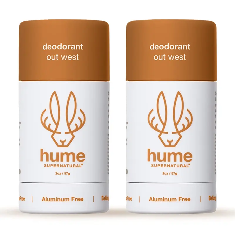 Hume Supernatural Déodorant sans aluminium – Probiotique et végétal, absorption longue durée (Out West – Pack de 2)