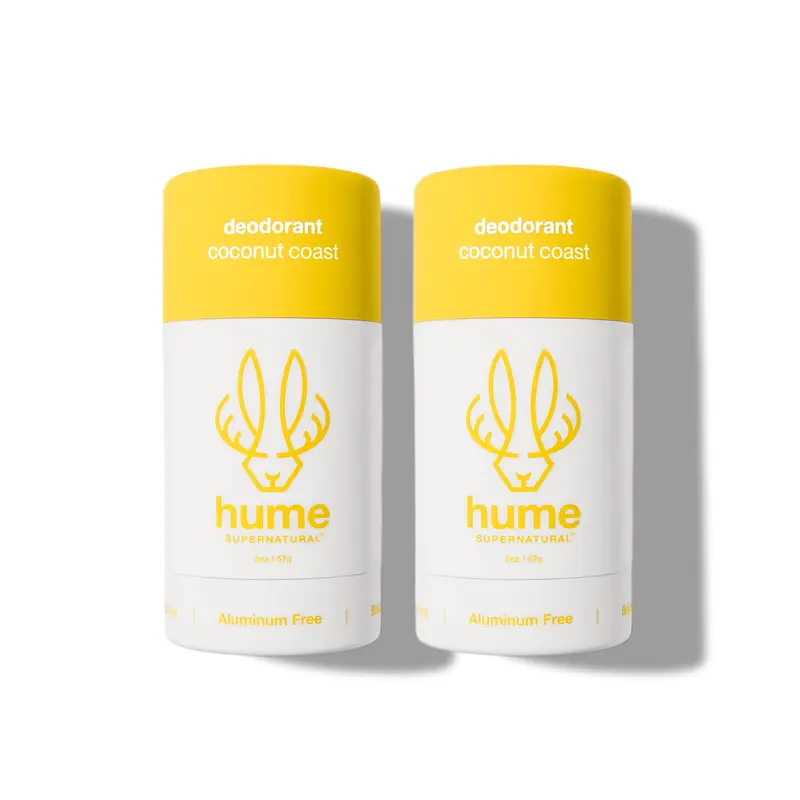 Hume Supernatural Déodorant Sans Aluminium – Probiotiques & Base Végétale, Aloe & Fleur de Cactus – Coconut Coast 2-Pack
