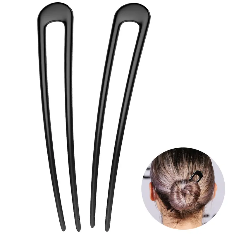 HYFEEL Épingles Cheveux Français U – Noir, Extra Longues (2 Pièces)