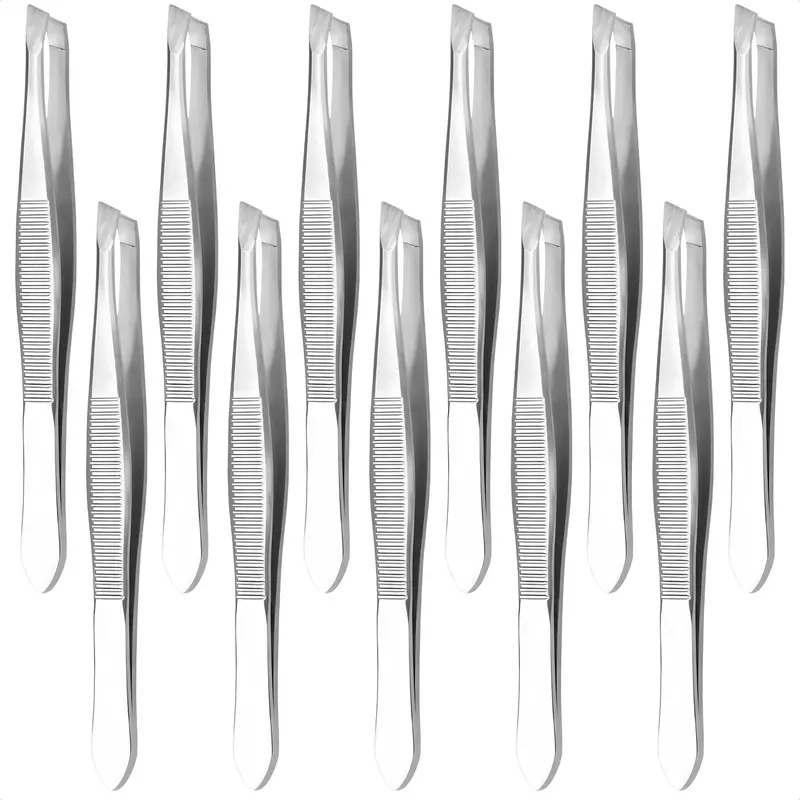 HYQO – 12 Pinces à Sourcils en Acier Inoxydable 3,5 pouces avec Clips en Forme de Cœur – Kit beauté polyvalent
