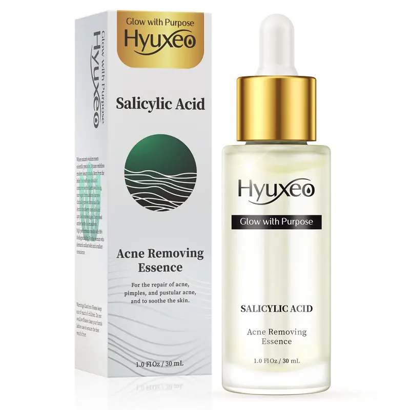 Hyuxeo – Sérum à l’acide salicylique pour acné, pores et points noirs | Acide glycolique pour peau grasse et sujette à l’acné (30 ml)