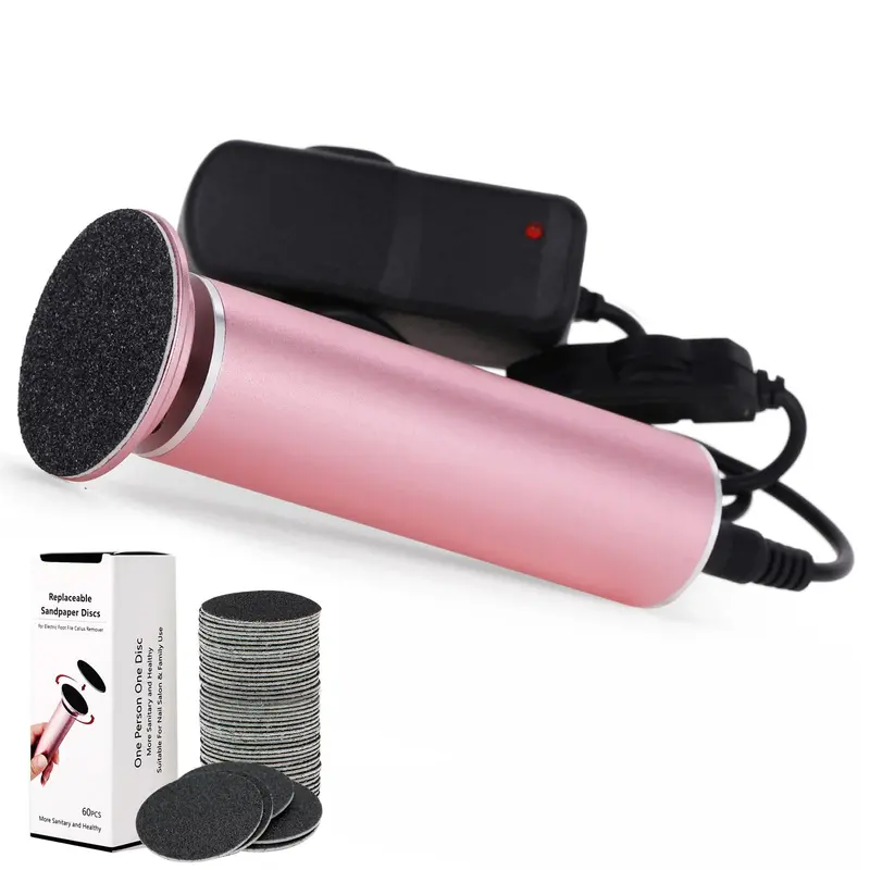 I·B·N G FCR-1 Rose – Ponceuse électrique pour pieds, vitesse réglable 0-500 rpm, disques ponçage remplaçables