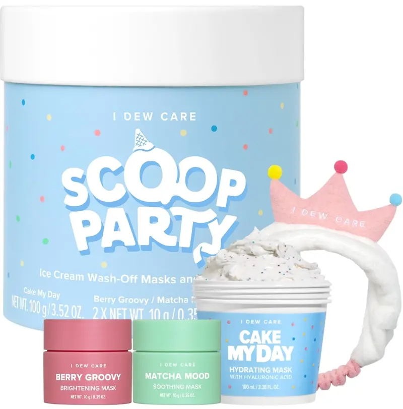 I DEW CARE Scoop Party – Trio de masques visage à rincer hydratants et rafraîchissants