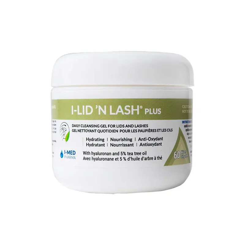 I-Med Pharma I-Lid ’N Lash Plus | Gel Nettoyant Quotidien pour Paupières et Cils (60 Lingettes)