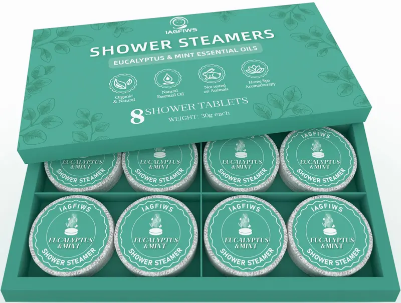 IAGFIWS Bombes Douche Aromathérapie – Eucalyptus & Menthe, Coffret Saint-Valentin 8 Pièces