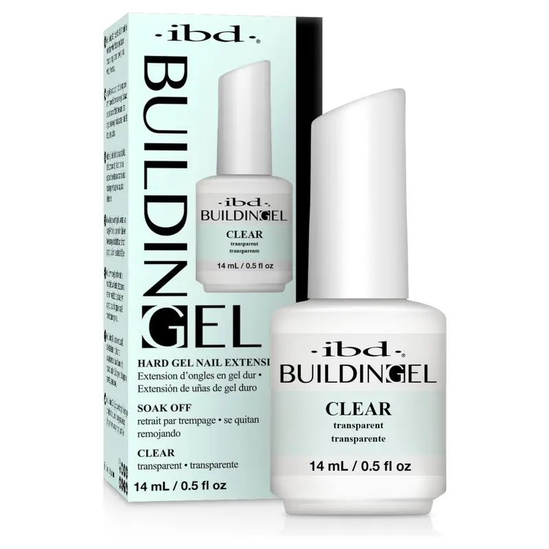 IBD Building Gel – Gel dur transparent pour extensions d’ongles, formule amovible par trempage – 0,5 oz