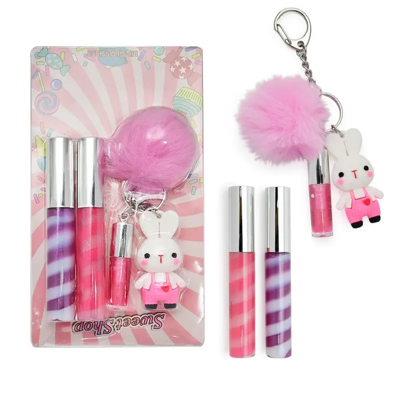 iBi Makeup – Lot de gloss en porte-clé (3 pièces, nacrés) pour filles à partir de 5 ans