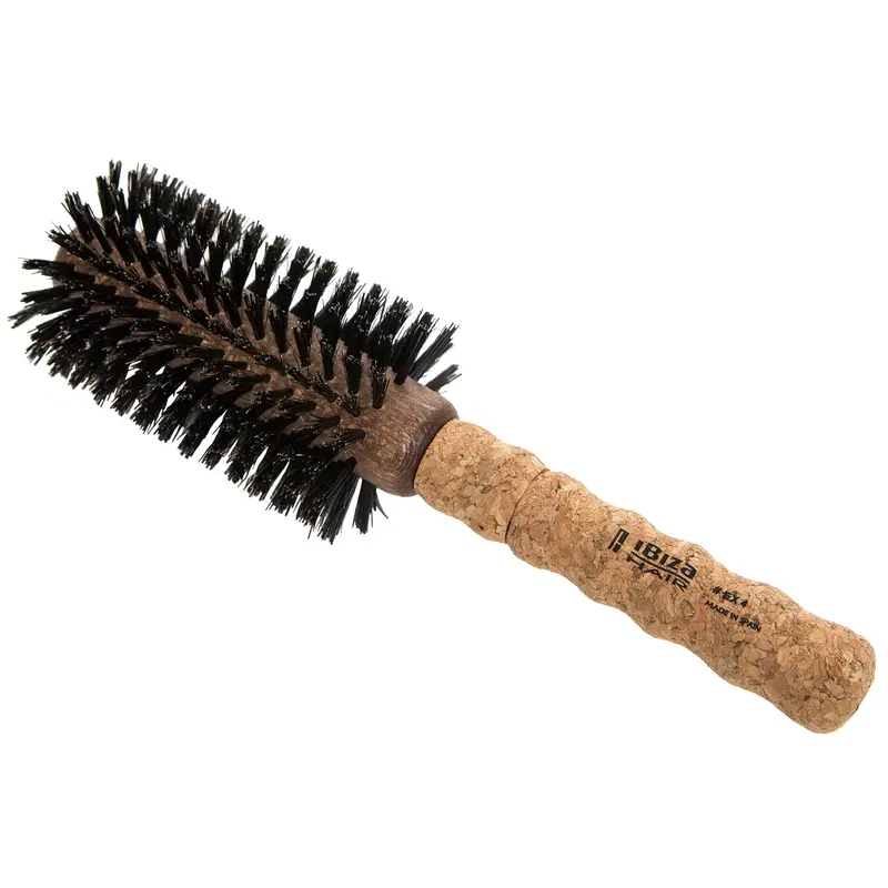 Ibiza Hair Brosse Ronde en Poils de Sanglier EX4-65mm – Léger, Poignée en Liège Renforcée, Volume Sommet