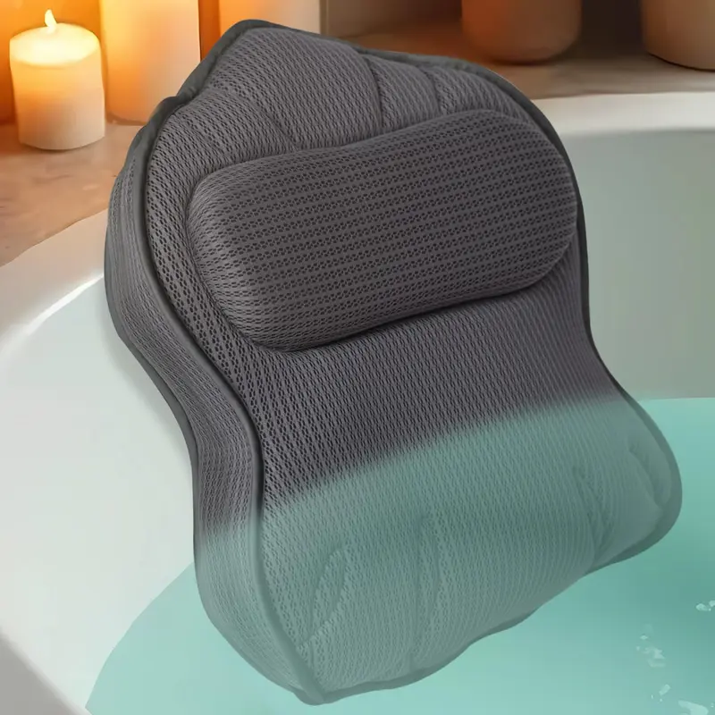 Idle Hippo - Oreiller de bain extra épais 4D Mesh pour tête, cou et dos | Ventouses solides