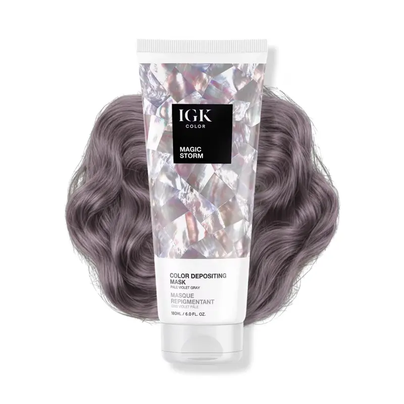IGK Color Depositing Mask MAGIC STORM – Violet Pâle Gris | Hydratation + Brillance | Vegan & Cruelty-Free | 177 ml