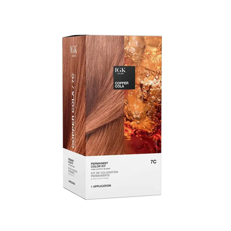 IGK Color Kit 7C Copper Cola – Teinture Permanente Sans Ammoniac, Couverture Grise à 100%