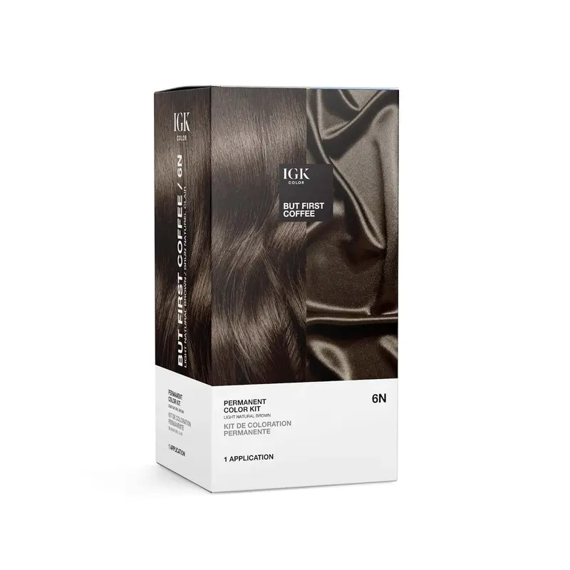 IGK Coloration Permanente 6N Café - Marron Clair Naturel | Couverture Gris à 100% + Force et Brillance | Sans Ammoniac