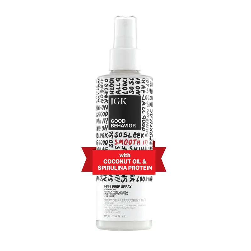 IGK GOOD BEHAVIOR 4-en-1 Prep Spray | Démêlant, Protection Thermique et Brillance | Vegan & Cruelty-Free | 7 oz