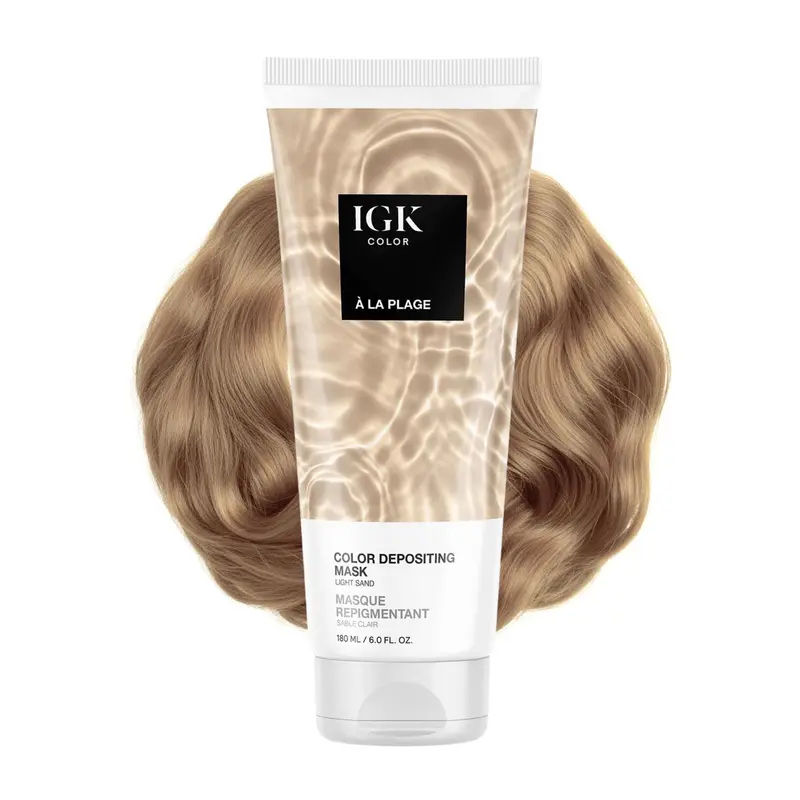 IGK Hair Gloss Toner et Masque Déposant de Couleur – Sable Clair, Semi-Permanent | Vegan & Cruelty-Free | À La Plage