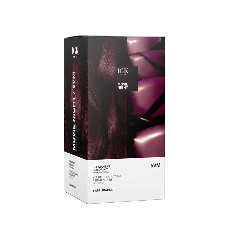 IGK Kit Coloration Permanente 5VM Movie Night — Sans Ammoniaque, Couverture Gris et Brillance