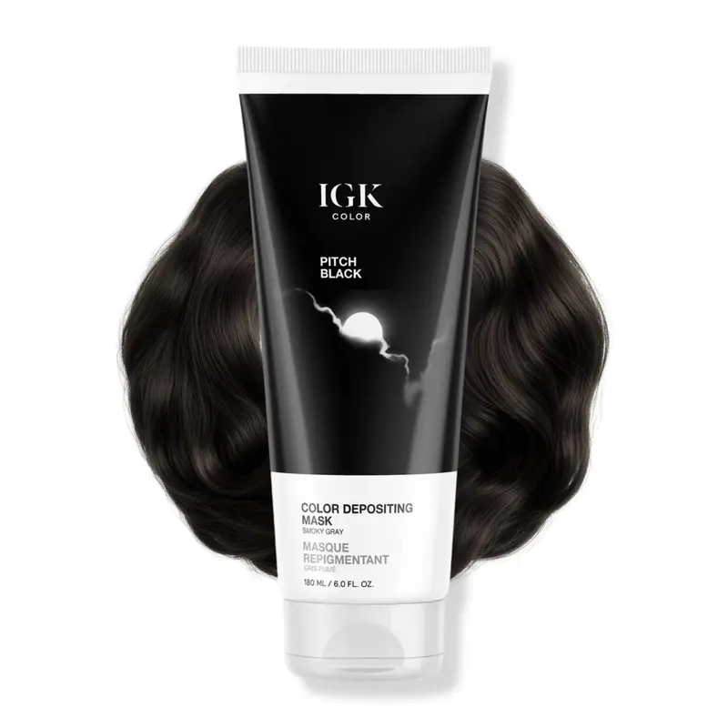 IGK Masque Déposant de Couleur – Noir Fumé – Hydratant, Brillance et Soin | Végan & Cruelty-Free | 6 oz