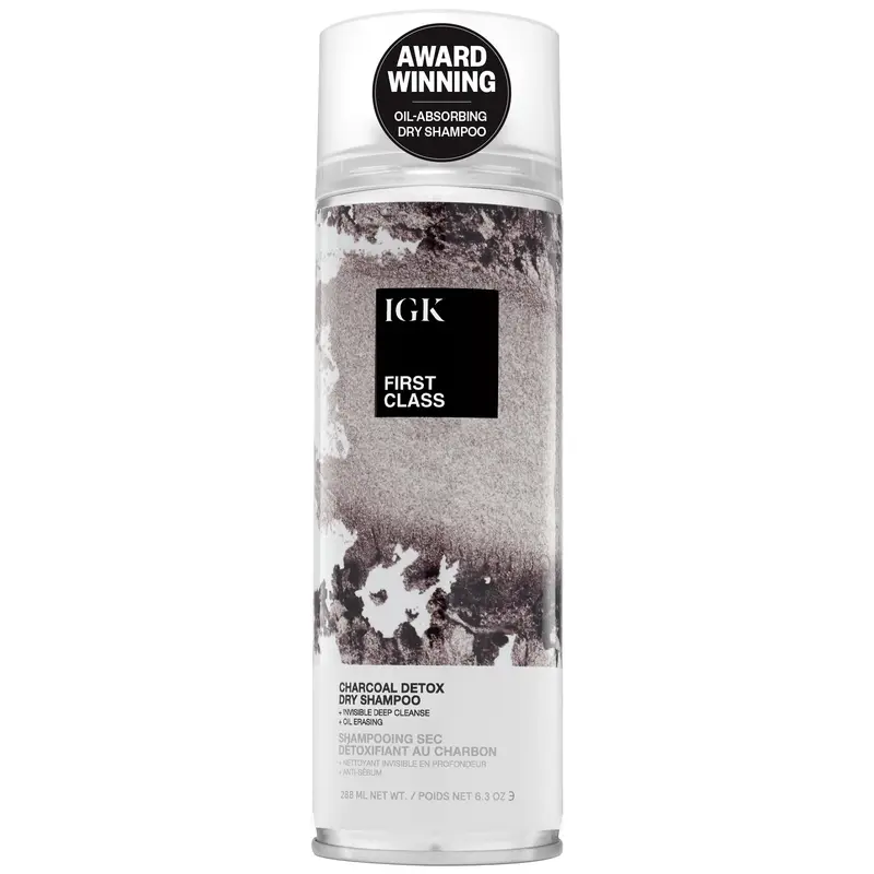 IGK Première Classe Charbon Détox Shampooing Sec – Nettoyage en profondeur, Absorption d’Huiles et Odeurs | Volume et Texture | Cheveux Tous Types | 170 g