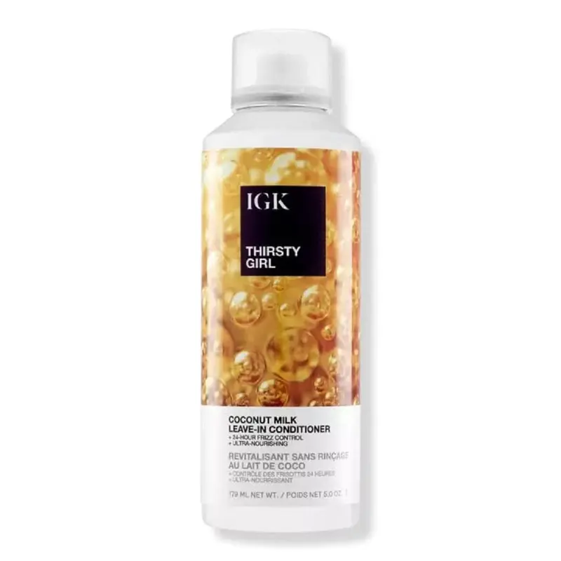 IGK THIRSTY GIRL Soin capillaire sans rinçage au lait de coco – Hydratation et anti-frisottis | Vegan | 5 oz (150 ml)