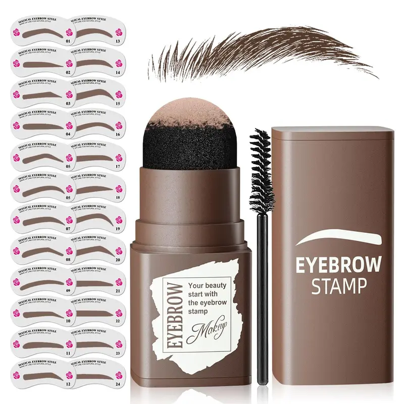 Ihrlpxkc Kit Gabarits Sourcils — Poudre avec Pinceau, Résistant à l'Eau et Longue Tenue