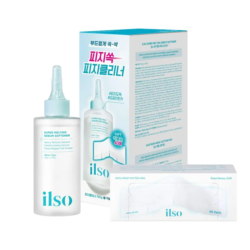 ilso Assouplisseur de Sébum Fondant – Purification des pores, 157 ml + 40 disques coton – Soin coréen