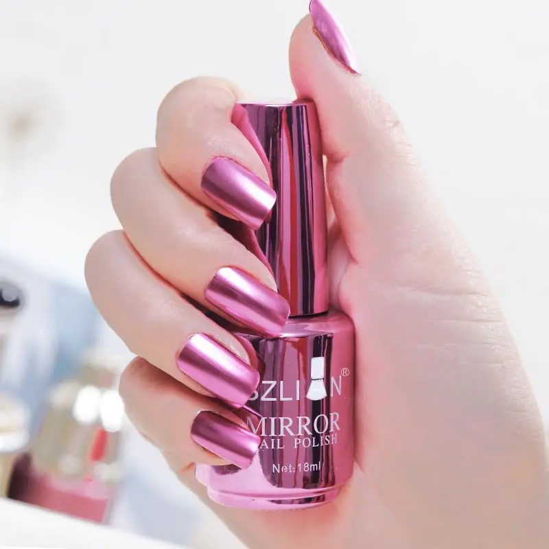 IMGDD Vernis à ongles Métal Miroir Rose – Finition Chrome, Séchage Rapide, Longue Tenue (18 ml)