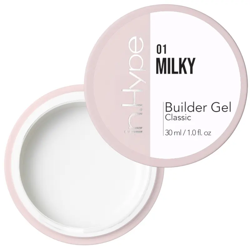 IN.HYPE Gel de Construction Dur pour Extensions et Renforcement – Gel Auto-nivelant Blanc Laité #1