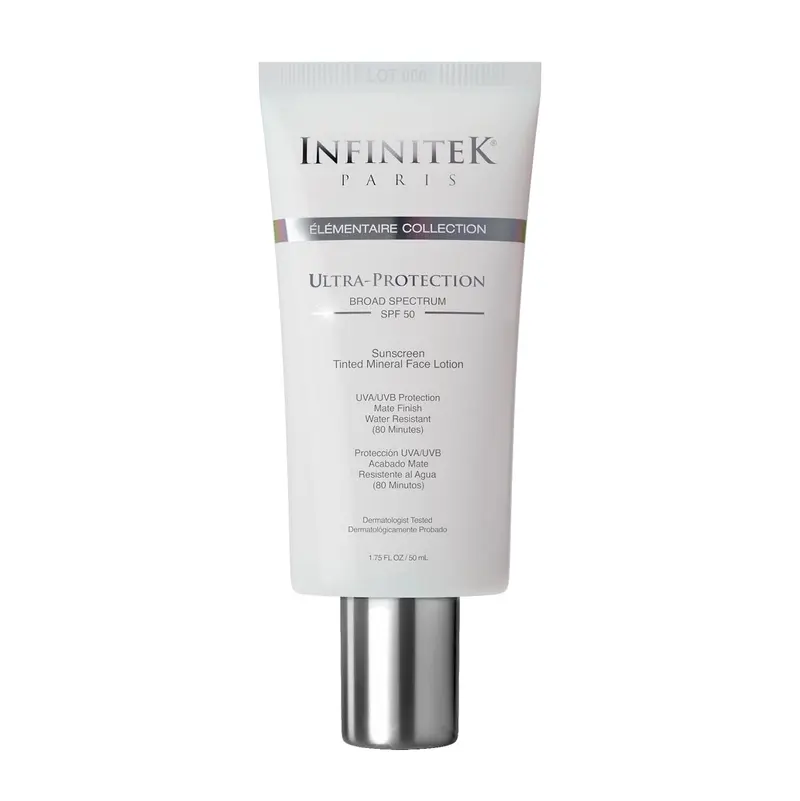 Infinitek Paris | Écran solaire teinté minéral SPF50 – Protection UVA/UVB et lumière bleue, fini mat