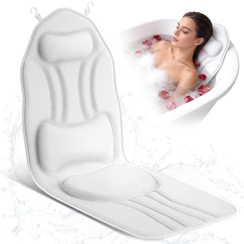 INKNOW Coussin de bain 52 x 16 po — soutien tête et nuque, 192 ventouses, maille 5D