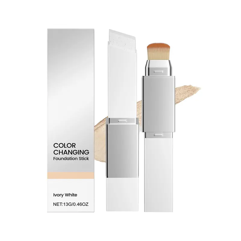 INMT New Blanc Cover Stick V — Bâton fond de teint changeant, hydratant, double embout avec pinceau