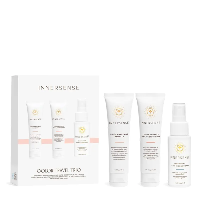 INNERSENSE Trio Voyage Color Cheveux – Shampoing Sans Sulfates, Après-Shampoing Radiance et Leave-In Doux