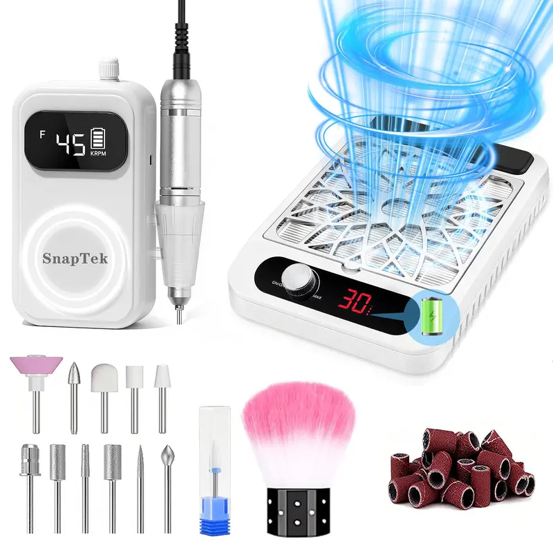 Innoworld Ponceuse Ongles Portative et Collecteur Poussière – 45000 tr/min