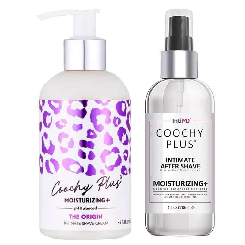 IntiMD Coochy Plus Kit Épilation Intime – Origine et Hydratant Apaisant Après-Rasage