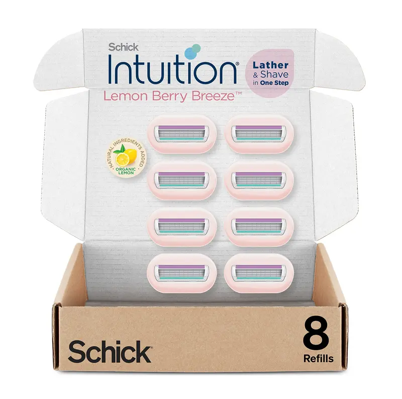 INTUITION Schick Refill Citron-Framboise Brise – 8 Cartouches Rasage Doux pour Femmes