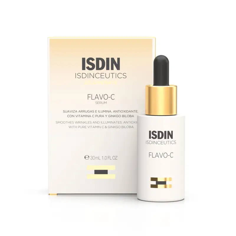 ISDIN Flavo-C Sérum Visage – Éclaircissant et Antioxydant à la Vitamine C, 30 ml