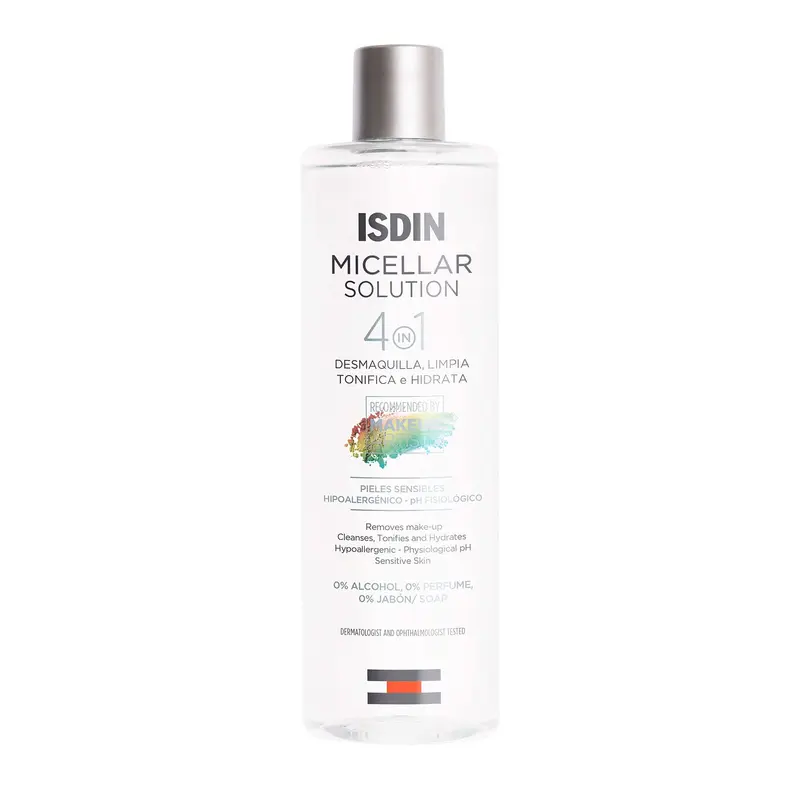 ISDIN Micellar 4-en-1 – Eau micellaire hydratante et démaquillante pour peaux sensibles, 400 ml (13,5 oz)