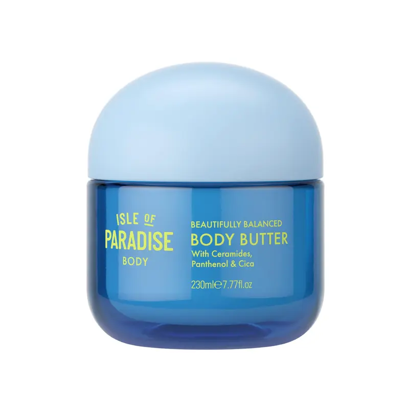 Isle of Paradise Beurre corporel équilibré – Hydratation riche et barrière cutanée – Ceramides, Panthénol et Cica – 7,77 fl. oz